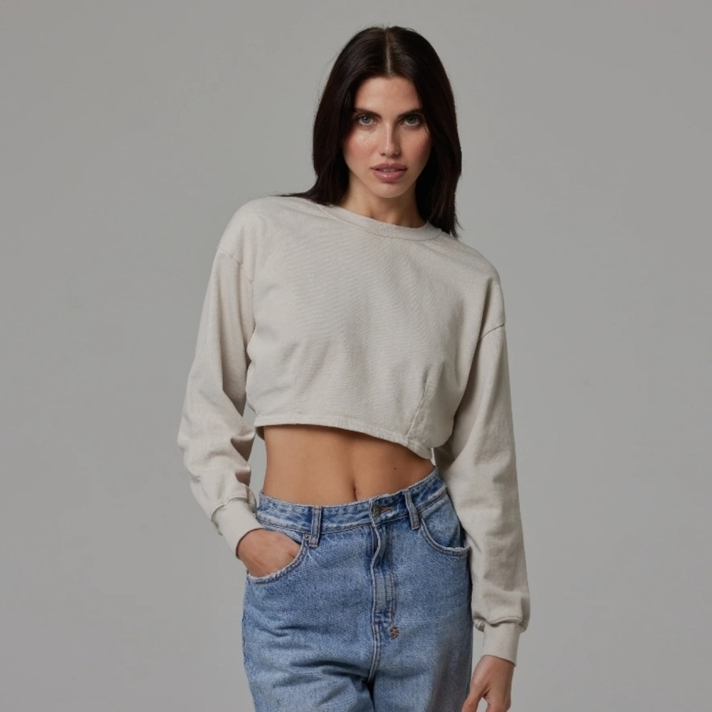 Talentless Crop Dart Lighweight Crewneck